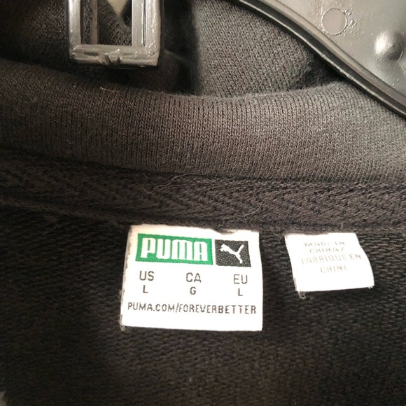 Puma black semi crop sweatshirt athletic wear v neck black L - Picture 2 of 7